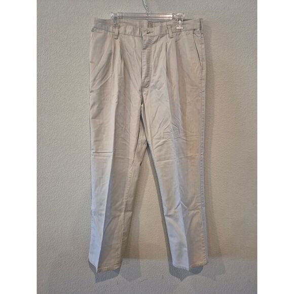Wrangler Timber Creek Pleated Front Chino Dress Pants Mens Size 36x32 Khaki - Picture 1 of 6